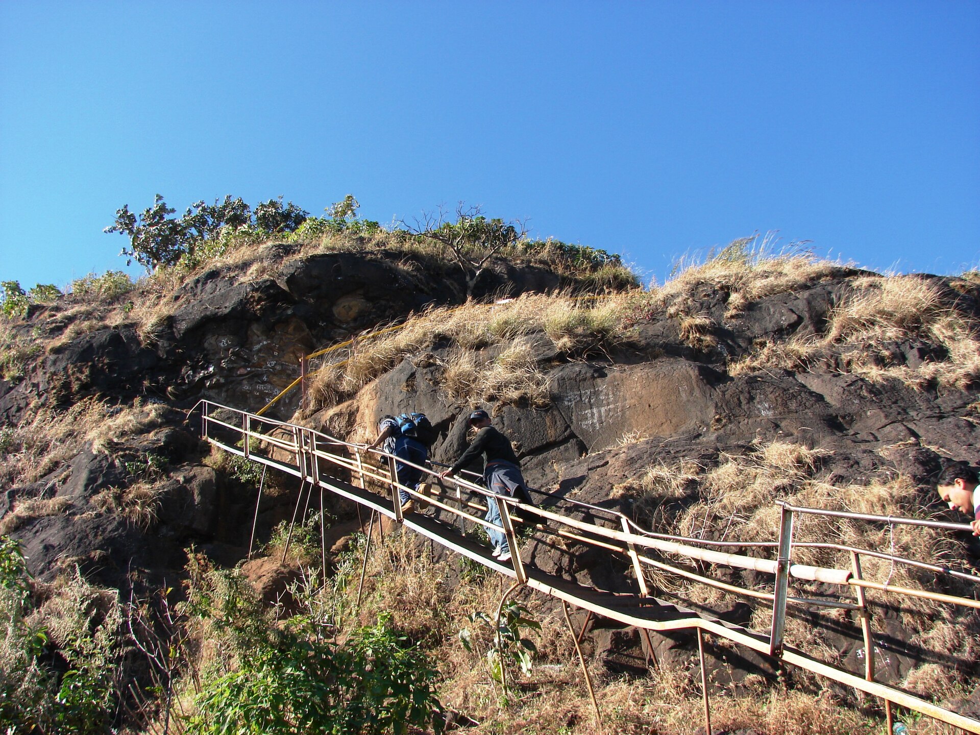 Fixed steps on the Kalsubai trekking route